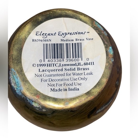 Elegant Expressions Med Lacquered Solid Brass Vase w/Tied Braided Rope Detail - Picture 5 of 6